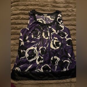 Ann Tylor Floral Purple and Black Women's Top